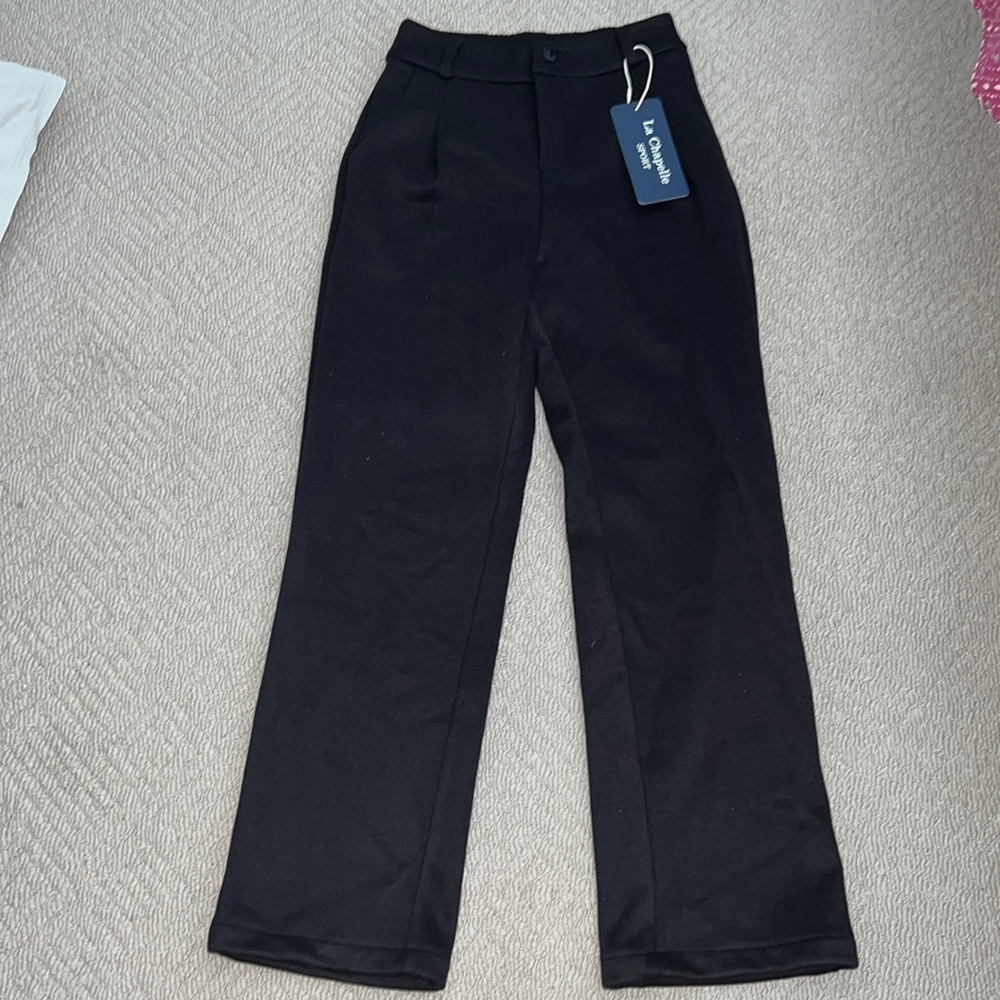 La Chapelle black wide leg trousers